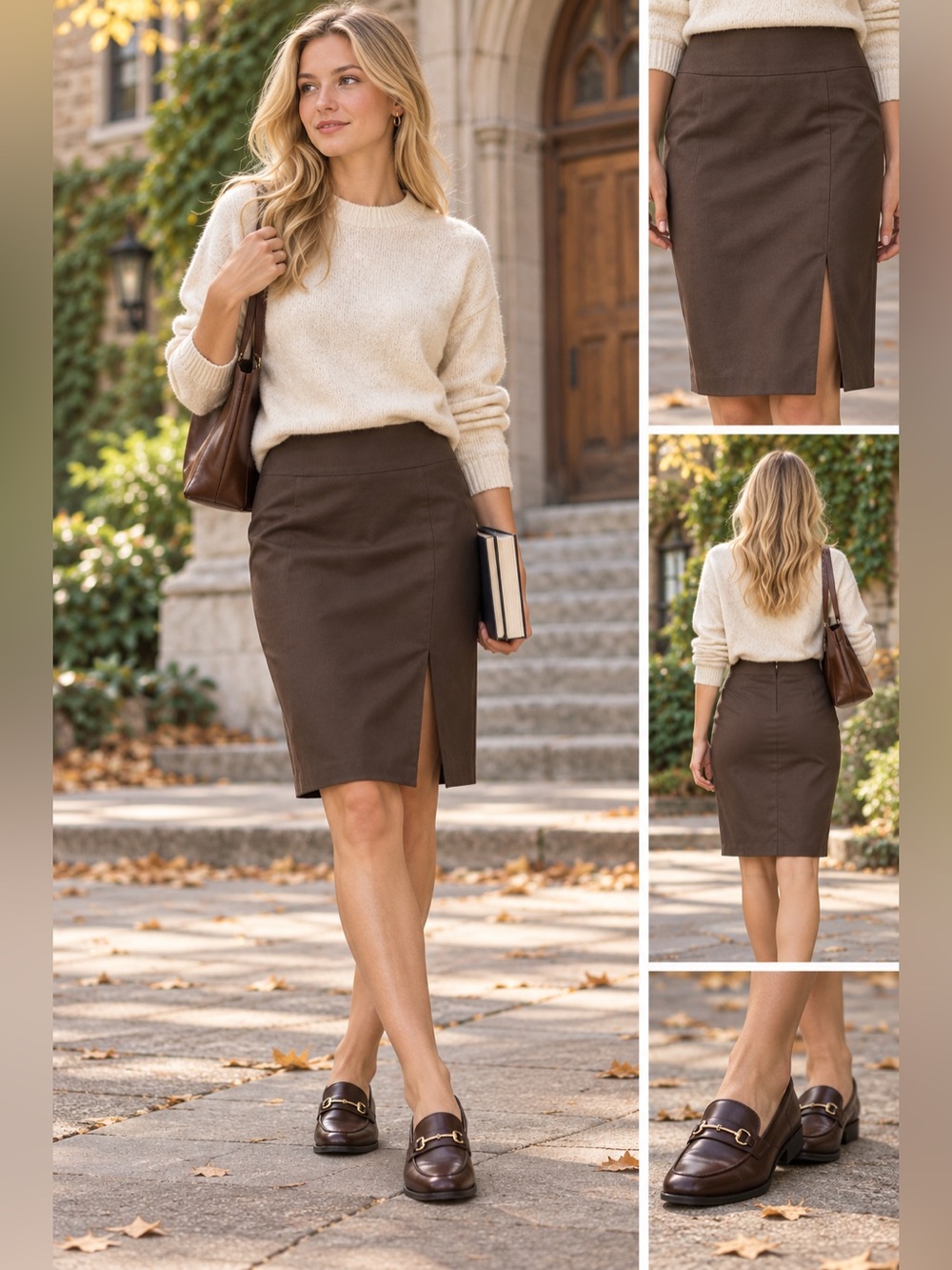 Banana Republic Brown Pencil Skirt with Front Slit